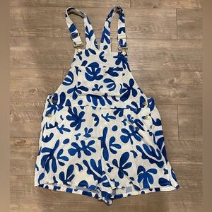 Shop weworewhat shorts overalls beach cover up blue white size L